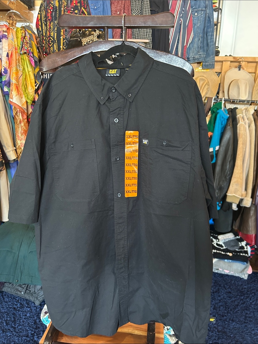 CAT Black Short-Sleeve Work Shirt